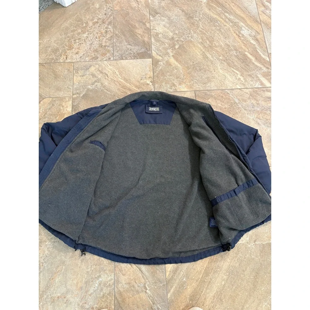 Zync Cintas Mens Navy Blue Fleece Lined Full Zip Workwear Jacket Size Large